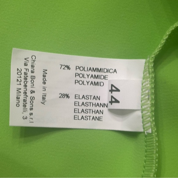 Chiara Boni Designer Lime Dress Made In Italy Size 8 New With Tags - Picture 8 of 8
